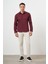 Erkek Bordo Pamuk Düz Desen Sert Yaka Slim Fit Gömlek 4