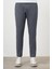 Erkek Lacivert Poliviskon Trend Pileli Slim Fit Spor Pantolon 1