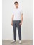Erkek Lacivert Poliviskon Trend Pileli Slim Fit Spor Pantolon 4