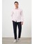Erkek Pembe Pamuk Düz Desen Sert Yaka Slim Fit Gömlek 4