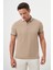 Erkek Bej Trend Compact Pike Düz Desen Düğmeli Yaka Dynamic Fit T-Shirt 2