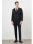 Erkek Siyah Polyamide Trend Kruvaze Slim Fit Sivri Yaka Takım Elbise 2