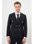 Erkek Siyah Polyamide Trend Kruvaze Slim Fit Sivri Yaka Takım Elbise 3