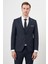 Erkek Lacivert Poliviskon Trend Yelekli Desenli Slim Fit Sivri Yaka Takım Elbise 3