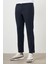 Erkek Lacivert Poliviskon Trend Çizgili Slim Fit Örme Spor Pantolon 2