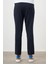 Erkek Lacivert Poliviskon Trend Çizgili Slim Fit Örme Spor Pantolon 3