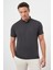 Erkek Siyah Trend Merserize Düz Düğmeli Yaka Dynamic Fit T-Shirt 2