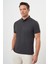 Erkek Siyah Trend Merserize Düz Düğmeli Yaka Dynamic Fit T-Shirt 3
