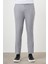 Erkek Gri Poliviskon Trend Desenli Lastikli Slim Fit Pantolon 1