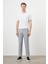 Erkek Gri Poliviskon Trend Desenli Lastikli Slim Fit Pantolon 5