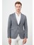 Erkek Gri Örme Slim Fit Torba Cep Mono Yaka Spor Ceket 1