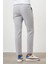 Erkek Gri Pamuk Keten Trend Ipli Jogger Slim Fit Spor Pantolon 4