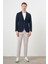 Erkek Lacivert Dokuma Slim Fit Torba Cep Mono Yaka Spor Ceket 4