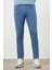 Erkek Mavi Denim 5 Cep Slim Fit Jean Kot Pantolon 1
