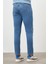 Erkek Mavi Denim 5 Cep Slim Fit Jean Kot Pantolon 4