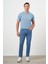 Erkek Mavi Denim 5 Cep Slim Fit Jean Kot Pantolon 5