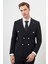 Erkek Siyah Polyamide Trend Kruvaze Slim Fit Sivri Yaka Takım Elbise 4