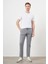 Erkek Lacivert Pamuk Keten Trend Ipli Jogger Slim Fit Spor Pantolon 5