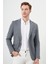 Erkek Gri Örme Slim Fit Torba Cep Mono Yaka Spor Ceket 3