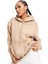 Mini Swoosh Oversized Hoodie Brown Hoodie Kapüşonlu Sweatshirt Bej 1