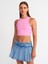 20820 Dikiş Efektli Crop Top-Pembe 1