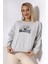 Baskılı Oversize Kalıp Şardonlu Sweatshirt 21501 Karmelanj 3