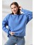 Şardonlu Bisiklet Yaka Oversize Sweatshirt 21620 Mavi 2