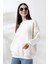 Şardonlu Bisiklet Yaka Oversize Sweatshirt 21620 Ekru 2