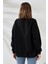 Şardonlu Bisiklet Yaka Oversize Sweatshirt 21620 Siyah 4