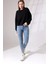 Şardonlu Reglan Kol Bisiklet Yaka Oversize Sweatshirt 21625 Siyah 1