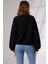 Şardonlu Reglan Kol Bisiklet Yaka Oversize Sweatshirt 21625 Siyah 4