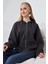 Şardonlu Fermuarlı Kapüşonlu Oversize Sweatshirt 21618 Füme 3