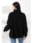 Şardonlu Yarım Fermuarlı Oversize Sweatshirt 21622 Siyah 4