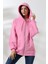 Şardonlu Fermuarlı Kapüşonlu Oversize Sweatshirt 21618 Pembe 2