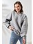 Şardonlu Omuz Detaylı Bisiklet Yaka Oversize Sweatshirt 21616 Grimelanj 2
