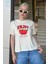 Beyaz Bisiklet Yaka Pamuklu Kısa Kollu Kadın T-Shirt MG2150 1
