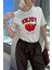 Beyaz Bisiklet Yaka Pamuklu Kısa Kollu Kadın T-Shirt MG2150 5