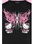 Siyah Gothic Hello Kitty Militant Crop T-Shirt 2