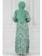 Motif Desen Beli Kuşaklı Viskon Elbise-Mint Yeşili 5