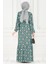 Eteği Fırfır Ikat Desen Viscon Elbise-Mint Yeşili 5