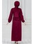 Bağcığı Taş Detaylı Saten Abiye-Bordo 5