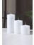 Candle Vase Silindir Mum Beyaz 3'lü Set Genişlik 5 cm Yükseklik - 5 cm - 7,5 cm - 10 cm Sandal Ağacı 1