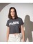 Kadın Paris Baskılı Tshirt Füme 2