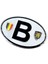Etiketçilere Özel Armalar Oval B (Belgium) Belçika Bayraklı Beyaz Zemin Alüminyum Sticker 2