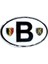 Etiketçilere Özel Armalar Oval B (Belgium) Belçika Bayraklı Beyaz Zemin Alüminyum Sticker 3