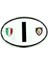 Etiketçilere Özel Armalar Oval Iharf Italy Italya Bayraklı Beyaz Alüminyum Sticker Arma 1
