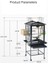 CocodyPet A081 Papağan Kafesi Ayaklı 46x46x125 3