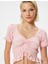 Pötikare Peplum Tişört Crop Fiyonk Detaylı Fırfırlı Slim Fit 1