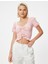Pötikare Peplum Tişört Crop Fiyonk Detaylı Fırfırlı Slim Fit 3