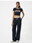 Crop Tişört Kolej Baskılı Kısa Kollu Bisiklet Yaka Pamuklu Slim Fit 1